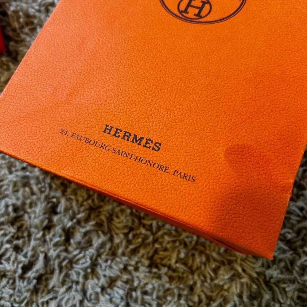 Authentic Hermes Orange Gift Box with Matching Shopping Bag Jewelry Box
